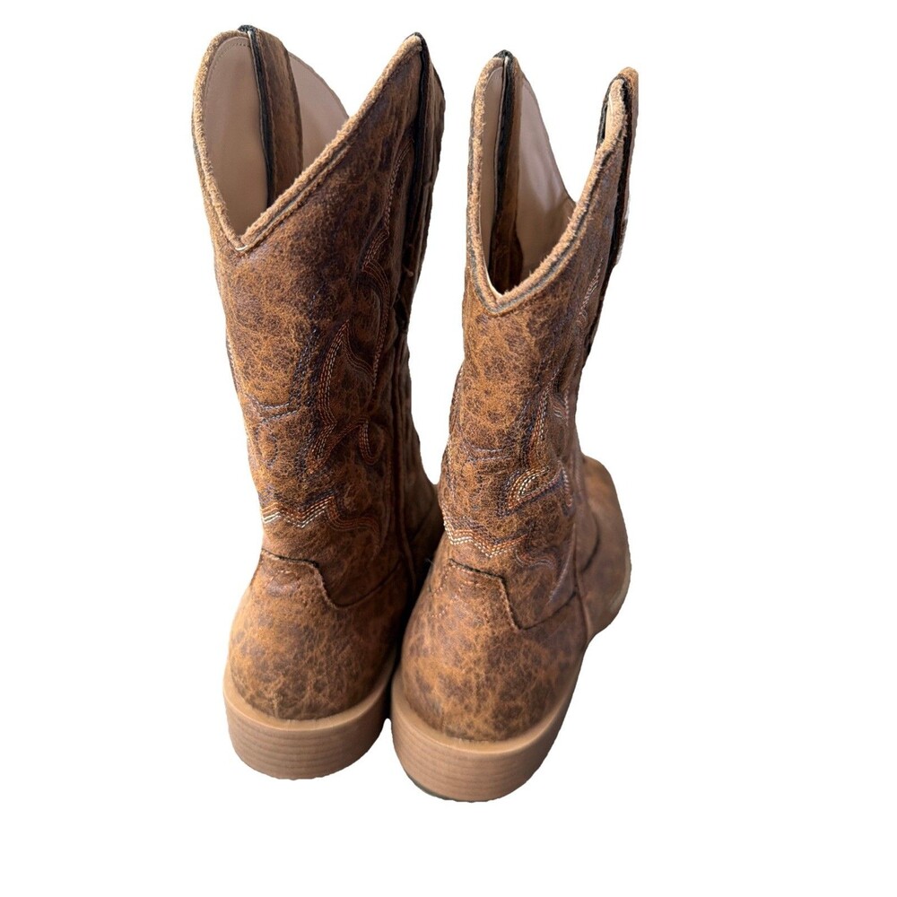 Roper Men's 8 Brown Faux Leather Cowboy Boots – Square Toe Western 0902019000065 - Picture 3 of 7